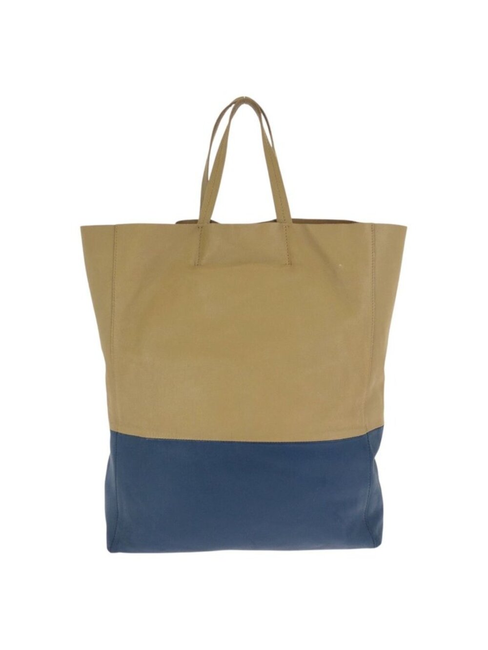 Celine Horizontal Cabas Bicolor Beige Blue Gold Leather Tote - Picture 2 of 9